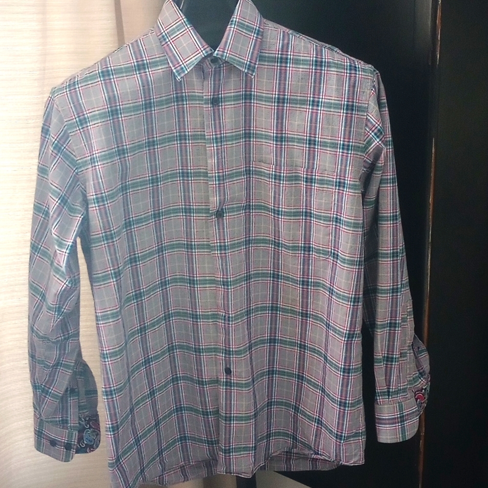 Alan Flusser Plaid Button Dress Shirt